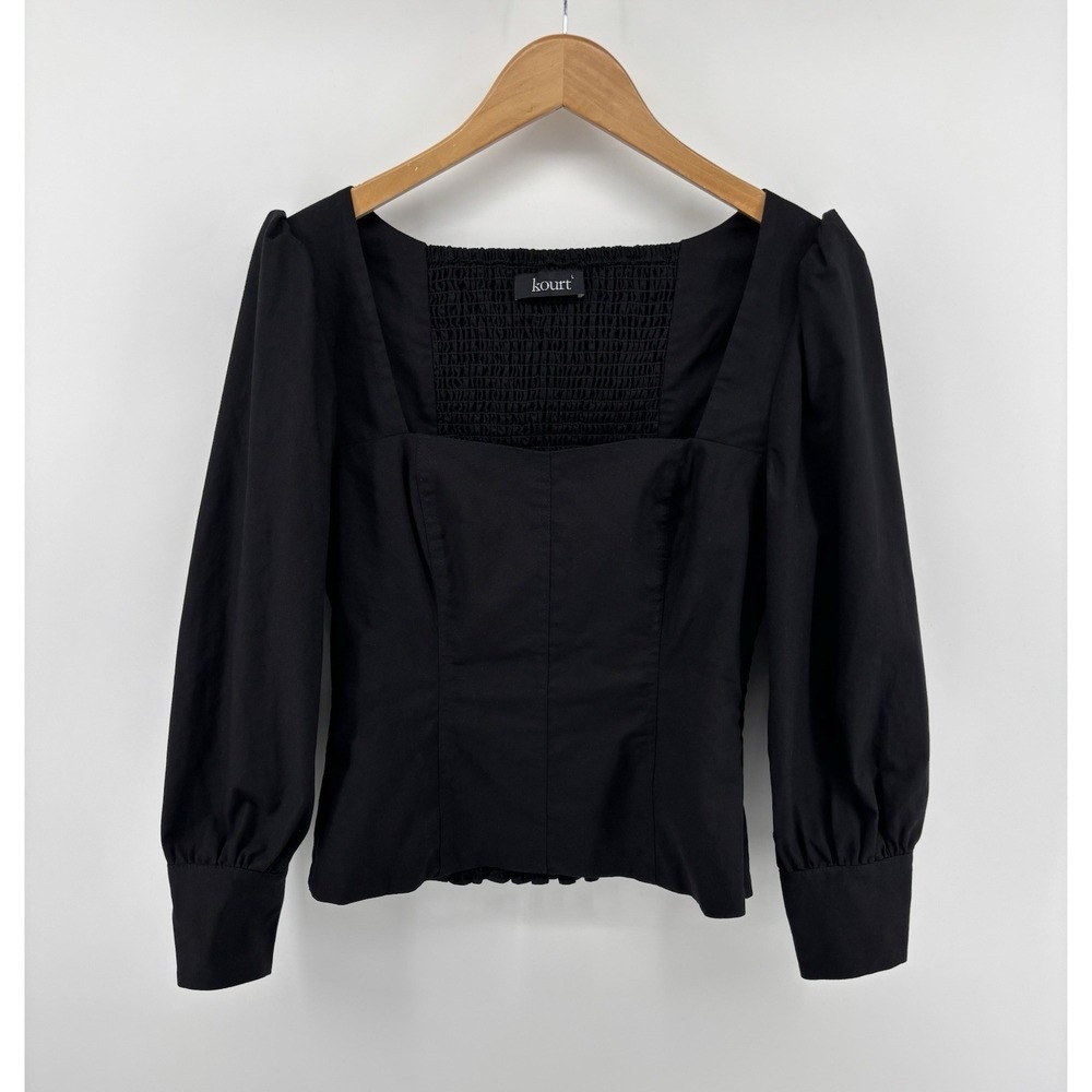 Kourt Anastasia Top Sz L Smocked Back Long Sleeve Square Neck Whimsigoth Preppy